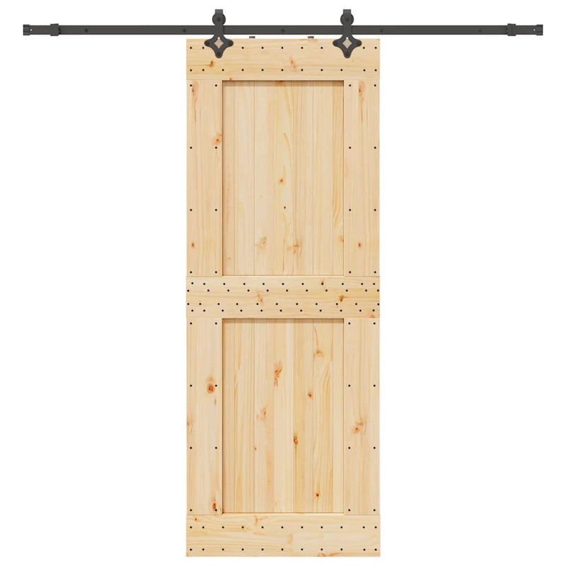vidaXL tömör fenyőfa tolóajtó fémszerelékszettel 85x210 cm