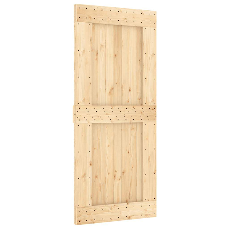vidaXL tömör fenyőfa tolóajtó fémszerelékszettel 90 x 210 cm