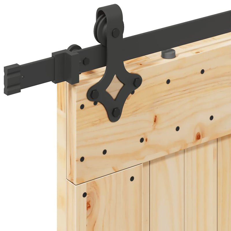 vidaXL tömör fenyőfa tolóajtó fémszerelékszettel 90 x 210 cm