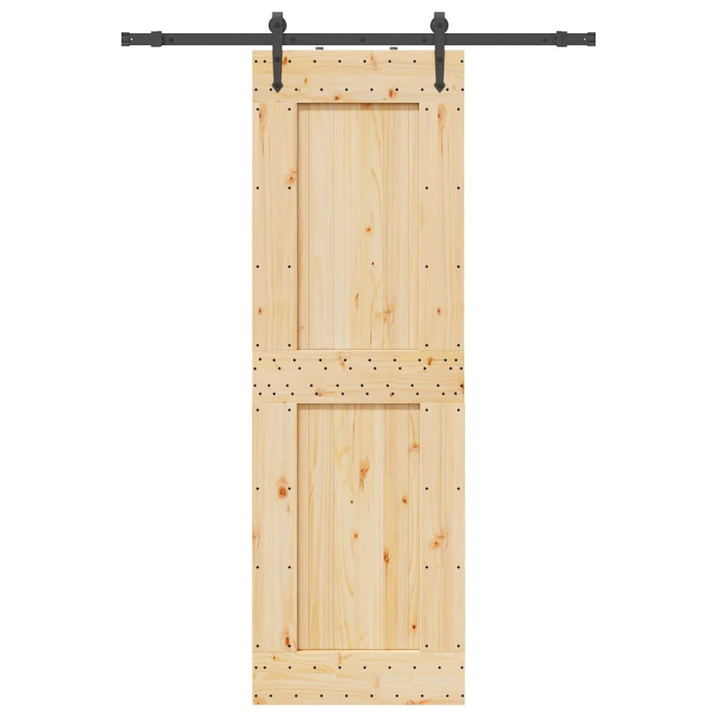 vidaXL tömör fenyőfa tolóajtó fémszerelékszettel 70 x 210 cm
