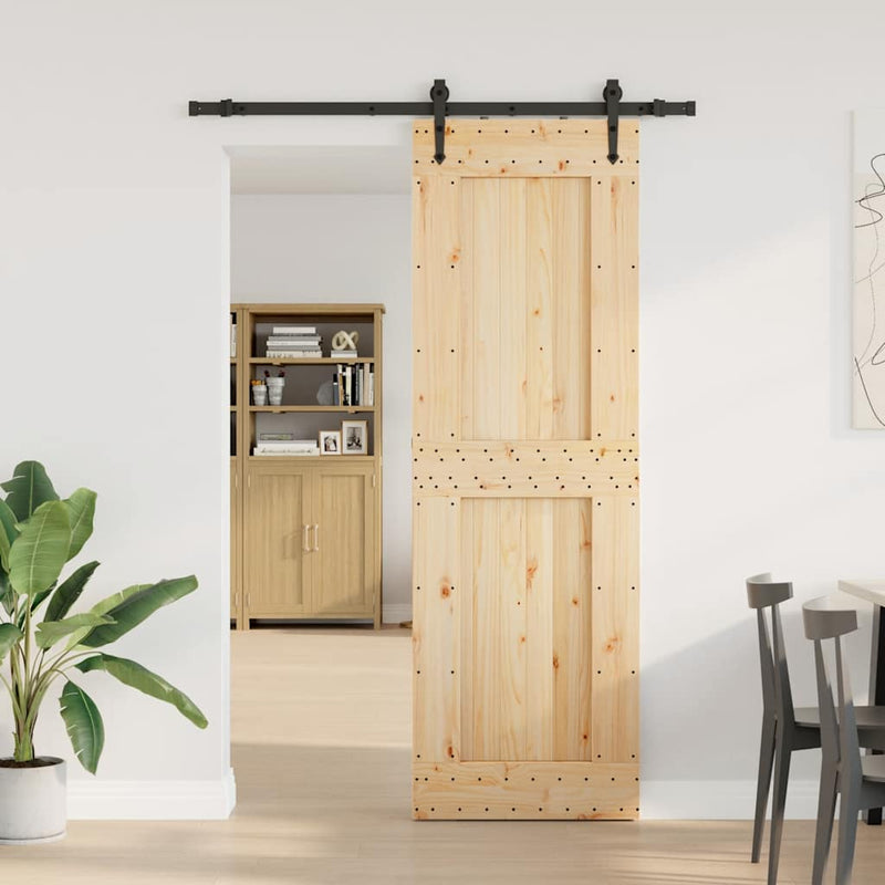 vidaXL tömör fenyőfa tolóajtó fémszerelékszettel 70 x 210 cm