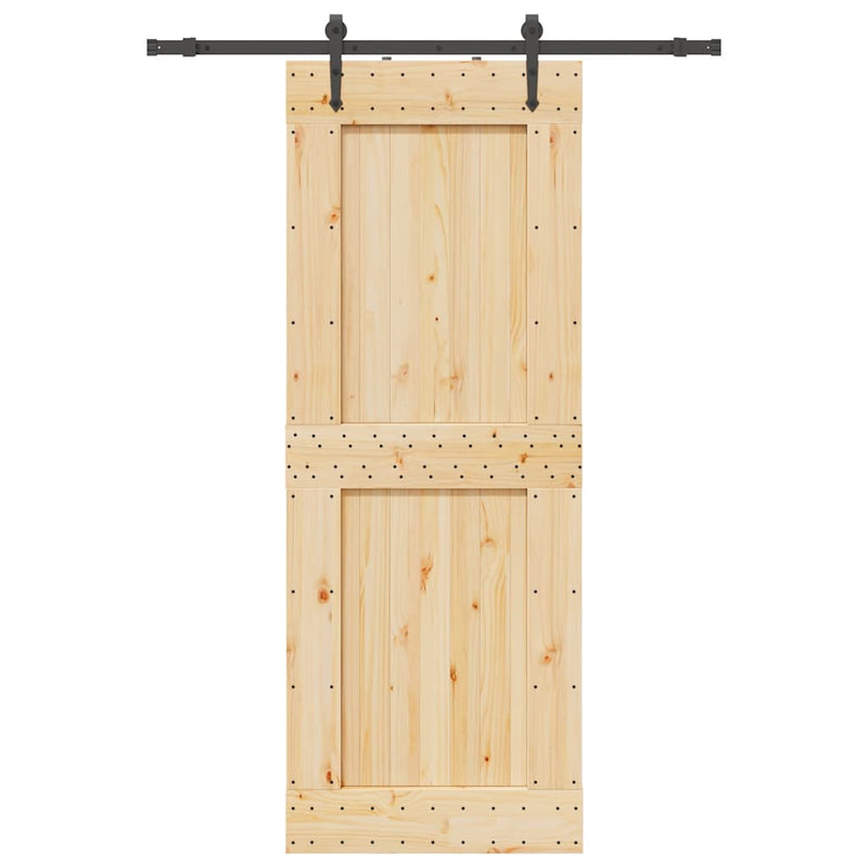 vidaXL tömör fenyőfa tolóajtó fémszerelékszettel 85x210 cm