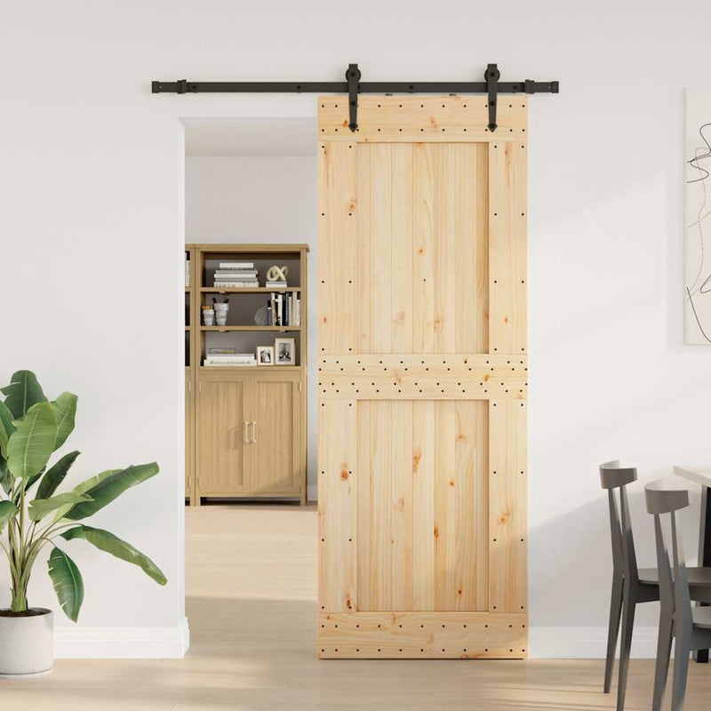 vidaXL tömör fenyőfa tolóajtó fémszerelékszettel 85x210 cm