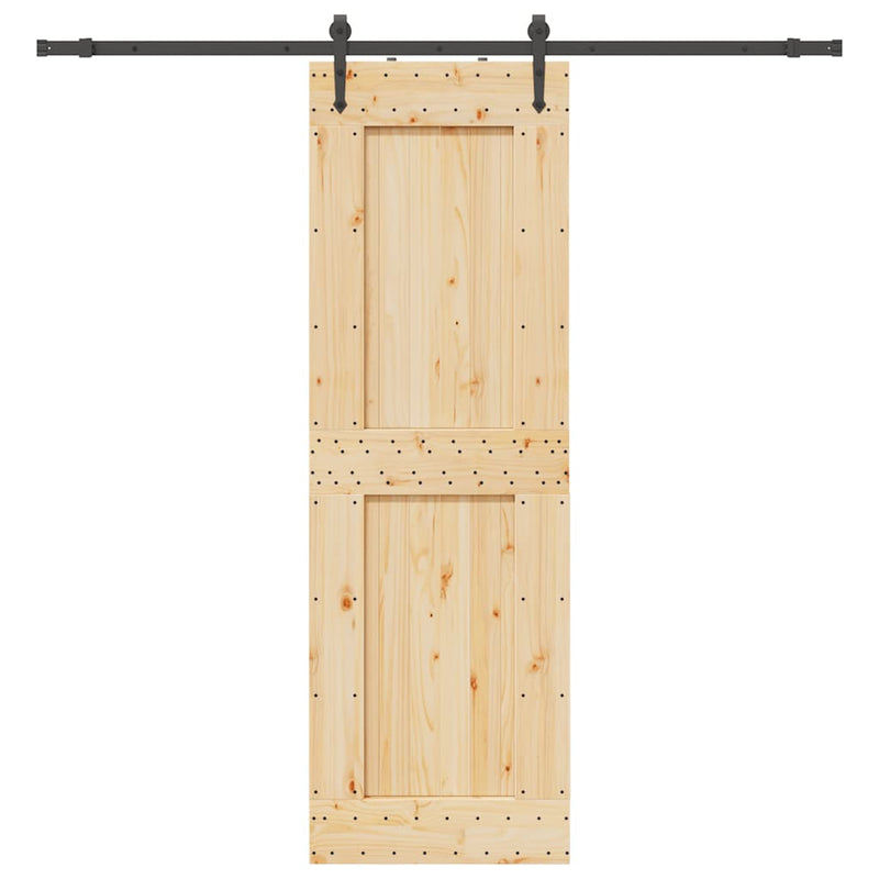vidaXL tömör fenyőfa tolóajtó fémszerelékszettel 70 x 210 cm