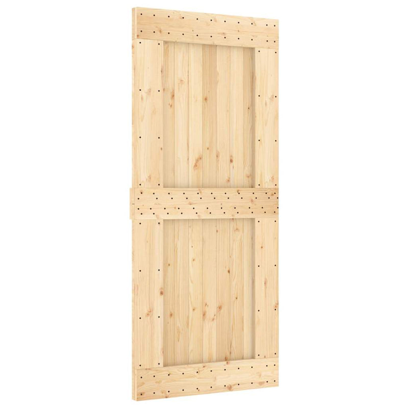 vidaXL tömör fenyőfa tolóajtó fémszerelékszettel 90 x 210 cm