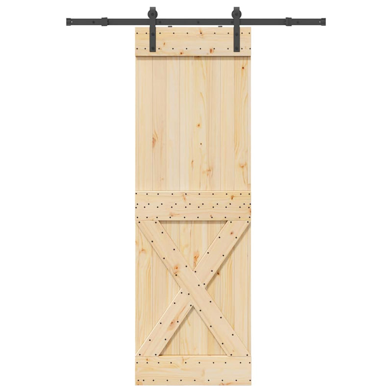 vidaXL tömör fenyőfa tolóajtó fémszerelékszettel 70 x 210 cm
