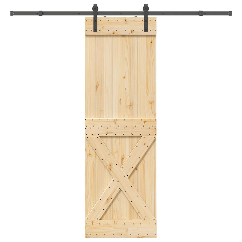 vidaXL tömör fenyőfa tolóajtó fémszerelékszettel 70 x 210 cm