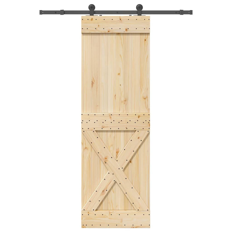 vidaXL tömör fenyőfa tolóajtó fémszerelékszettel 70 x 210 cm