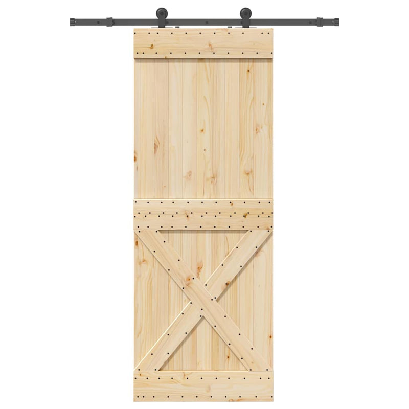vidaXL tömör fenyőfa tolóajtó fémszerelékszettel 85x210 cm