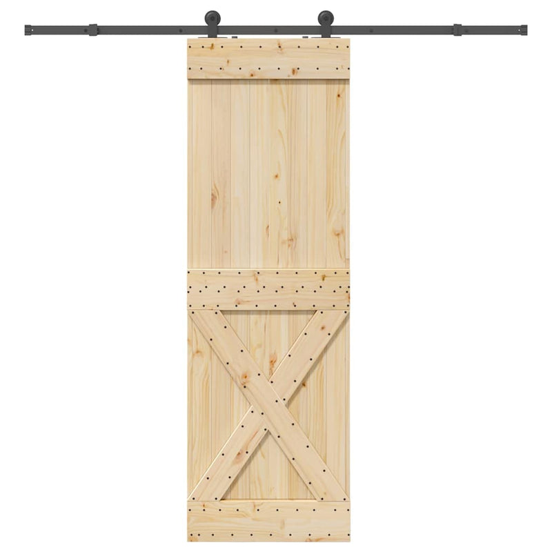 vidaXL tömör fenyőfa tolóajtó fémszerelékszettel 70 x 210 cm