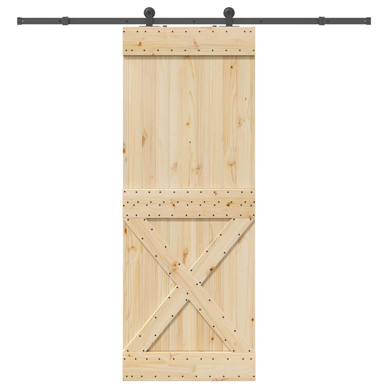 vidaXL tömör fenyőfa tolóajtó fémszerelékszettel 85x210 cm