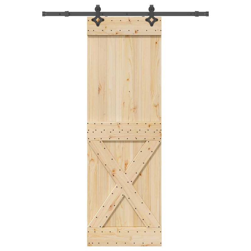 vidaXL tömör fenyőfa tolóajtó fémszerelékszettel 70 x 210 cm