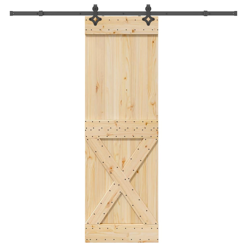 vidaXL tömör fenyőfa tolóajtó fémszerelékszettel 70 x 210 cm