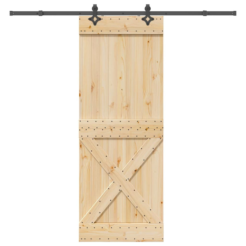 vidaXL tömör fenyőfa tolóajtó fémszerelékszettel 85x210 cm