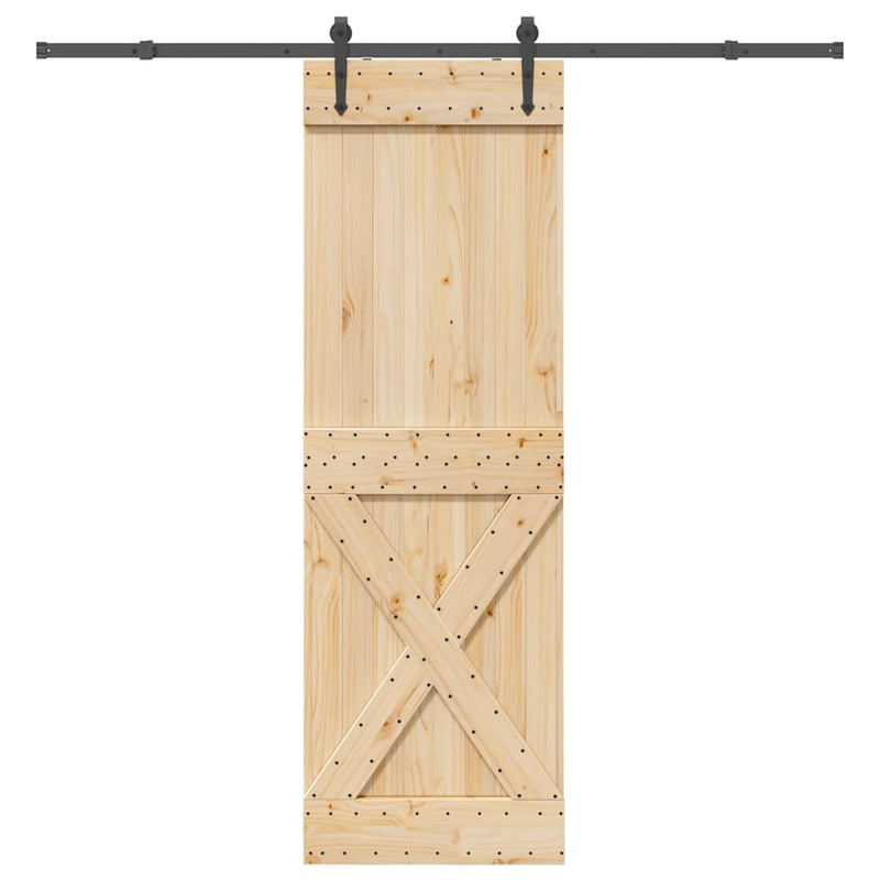 vidaXL tömör fenyőfa tolóajtó fémszerelékszettel 70 x 210 cm
