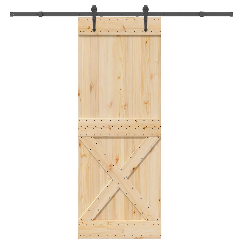 vidaXL tömör fenyőfa tolóajtó fémszerelékszettel 85x210 cm
