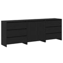 vidaXL Széf fiókkal 3 pcs Fekete 70 x 41 x 75 cm Faanyag