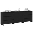 vidaXL Széf fiókkal 3 pcs Fekete 70 x 41 x 75 cm Faanyag