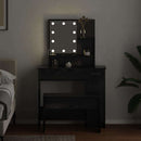 vidaXL LED Sminkasztal Szett fiókkal 2 pcs Fekete tölgy Faanyag