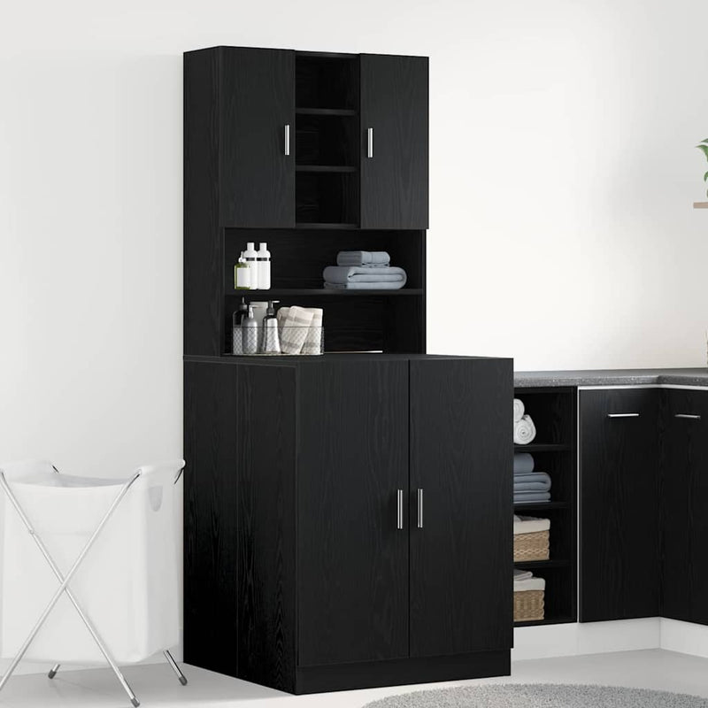 vidaXL Mosógépszekrény 2 pcs Musta tammi 70.5 x 71.5 x 181.5 cm