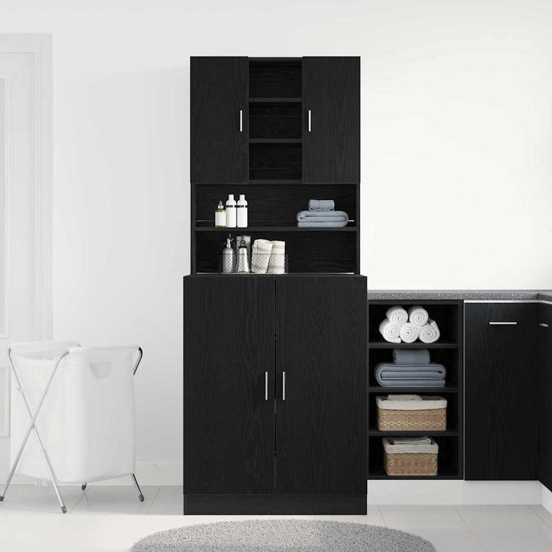 vidaXL Mosógépszekrény 2 pcs Musta tammi 70.5 x 71.5 x 181.5 cm