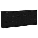 vidaXL Széf fiókkal 3 pcs Fekete tölgy 181 x 30 x 70 cm Faanyag