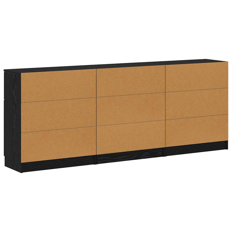 vidaXL Széf fiókkal 3 pcs Musta tammi 60 x 30 x 70 cm Faanyag