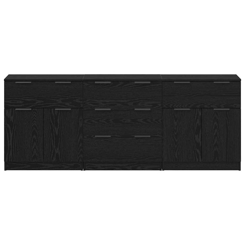 vidaXL Széf fiókkal 3 pcs Musta tammi 60 x 30 x 70 cm Faanyag