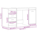 vidaXL Asztal fiókkal 2 pcs Fekete tölgy 140 x 50 x 76 cm Faanyag