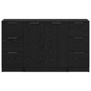 vidaXL Széf fiókkal 3 pcs Musta tammi 121 x 30 x 70 cm Faanyag