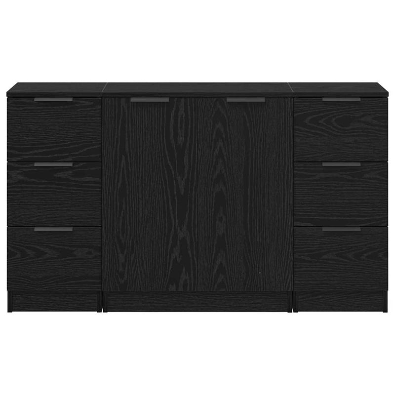 vidaXL Széf fiókkal 3 pcs Musta tammi 121 x 30 x 70 cm Faanyag