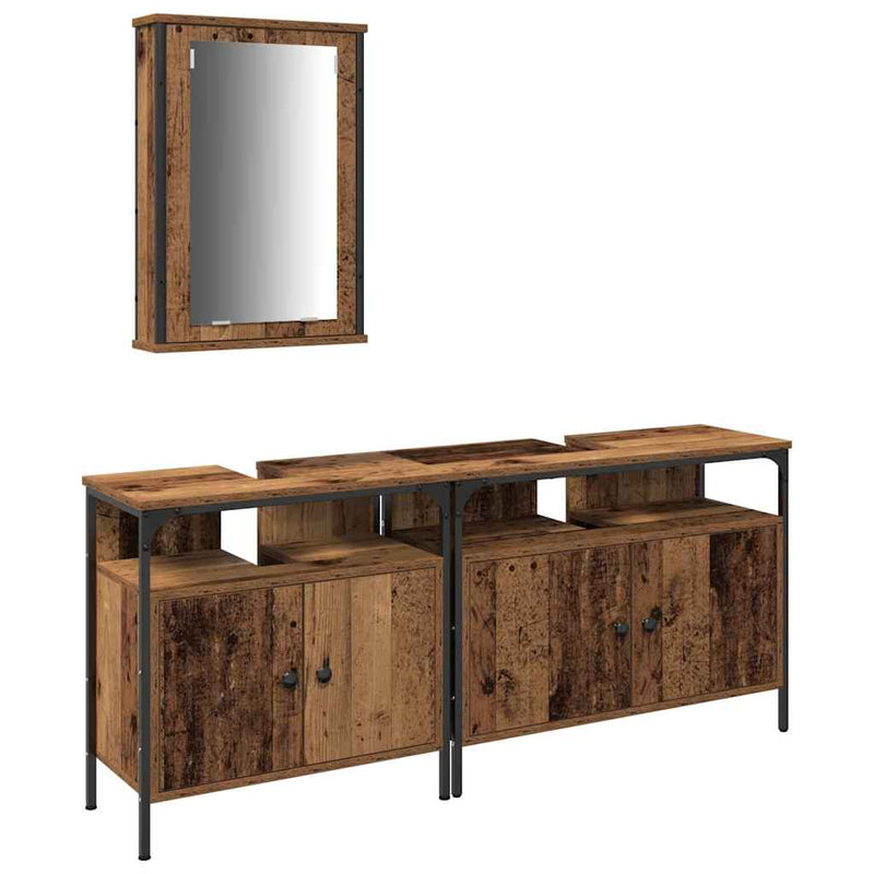 vidaXL Fürdőszobai Mosdószekrények 3 pcs Barna 80 x 30 x 60 cm Faanyag