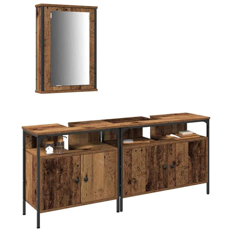 vidaXL Fürdőszobai Mosdószekrények 3 pcs Barna 80 x 30 x 60 cm Faanyag