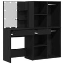 vidaXL LED Fésülködő Asztal Musta tammi 140 x 40 x 140 cm Faanyag