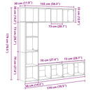 vidaXL Könyvespolc 3 pcs Fekete tölgy 36 x 30 x 143 cm Faanyag