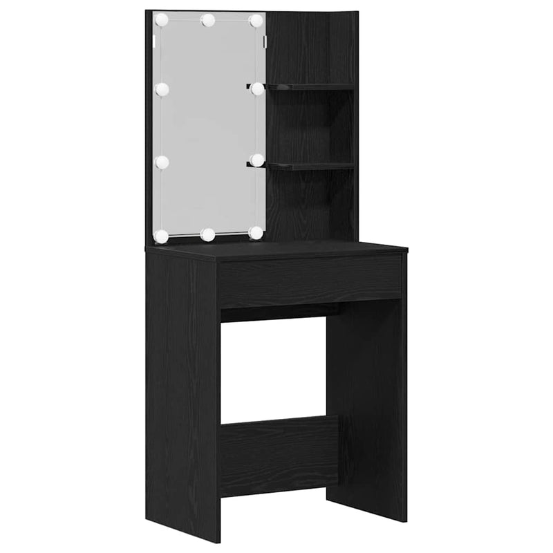 vidaXL Sminkasztal Készlet 2 pcs Fekete 140 x 40 x 140 cm Faanyag