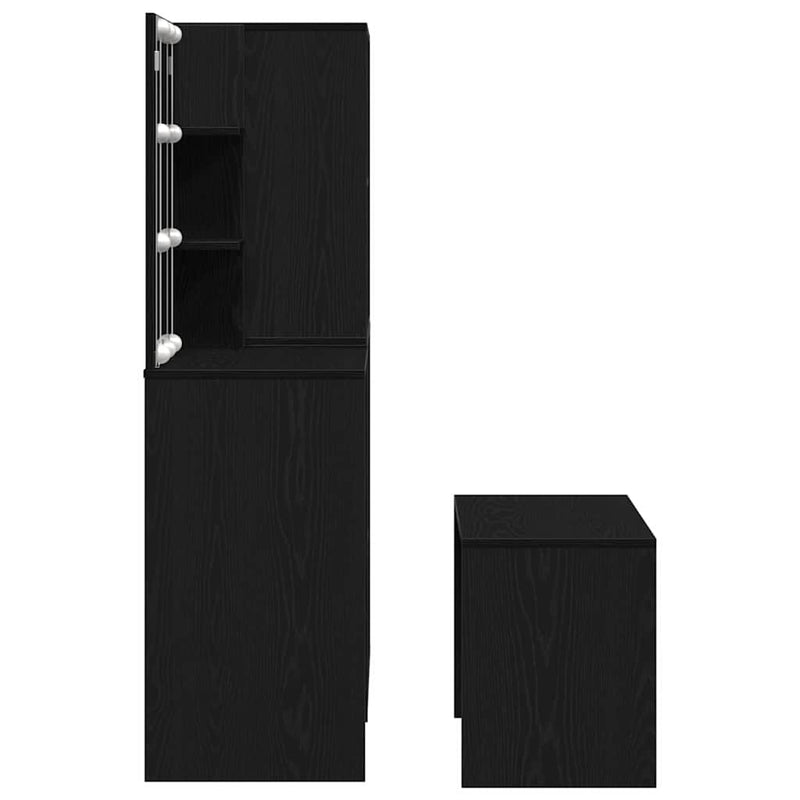 vidaXL Sminkasztal Készlet 2 pcs Fekete 140 x 40 x 140 cm Faanyag