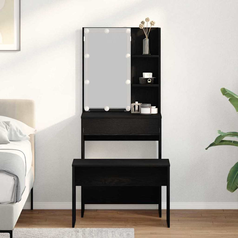 vidaXL Sminkasztal Készlet Musta tammi 60 x 40 x 140 cm Faanyag