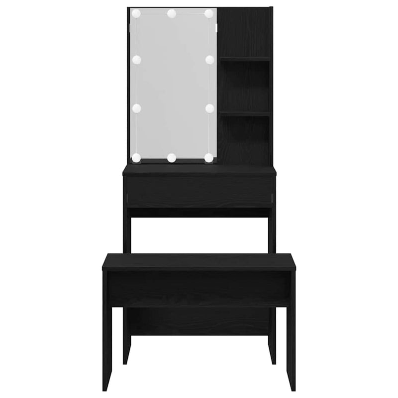 vidaXL Sminkasztal Készlet Musta tammi 60 x 40 x 140 cm Faanyag
