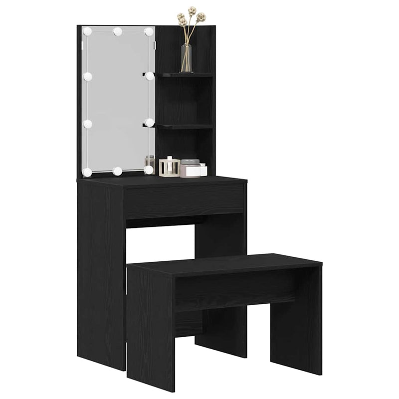 vidaXL Sminkasztal Készlet Musta tammi 60 x 40 x 140 cm Faanyag