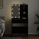 vidaXL LED Sminkasztal Szett fiókkal 2 pcs Fekete tölgy Faanyag