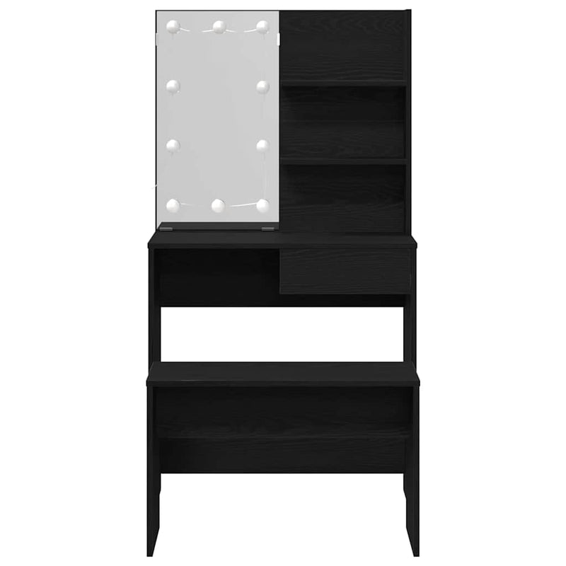 vidaXL Sminkasztal Készlet Musta tammi 74.5 x 40 x 141 cm Faanyag