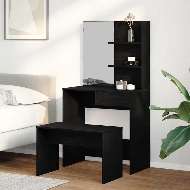 vidaXL Sminkasztal Készlet 2 pcs Musta tammi 74.5 x 40 x 141 cm