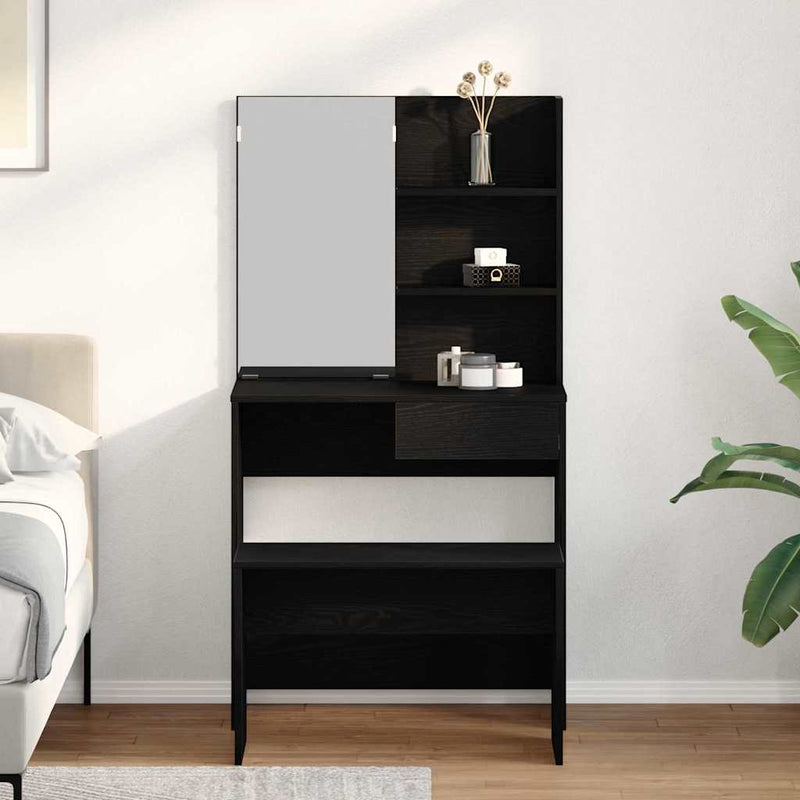 vidaXL Sminkasztal Készlet 2 pcs Musta tammi 74.5 x 40 x 141 cm