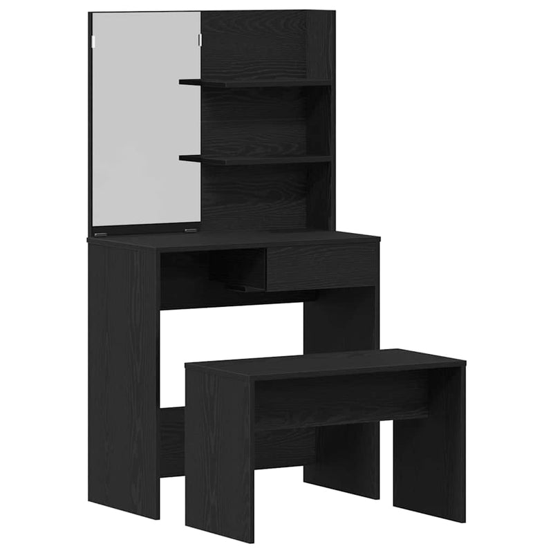 vidaXL Sminkasztal Készlet 2 pcs Musta tammi 74.5 x 40 x 141 cm