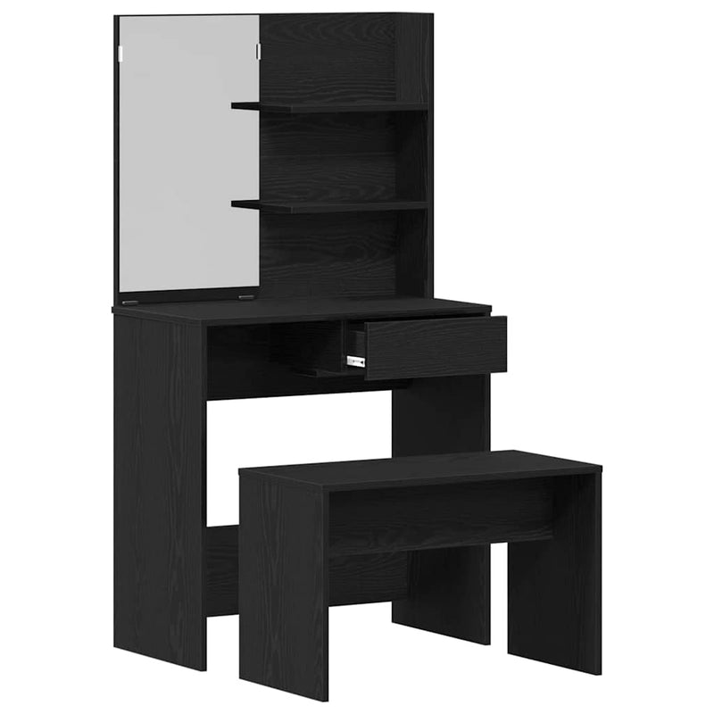 vidaXL Sminkasztal Készlet 2 pcs Musta tammi 74.5 x 40 x 141 cm
