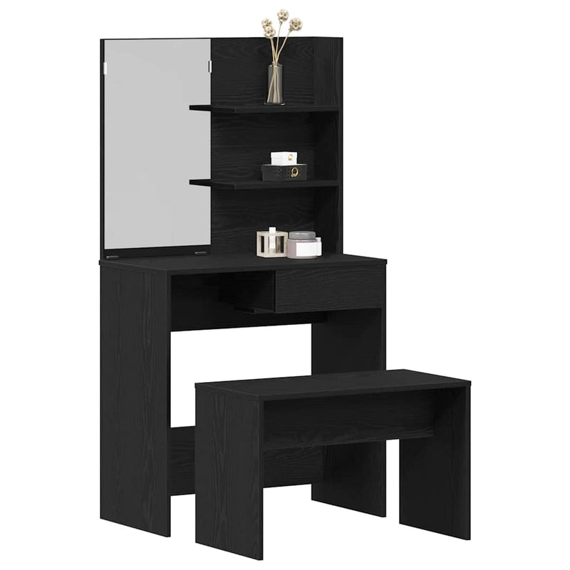 vidaXL Sminkasztal Készlet 2 pcs Musta tammi 74.5 x 40 x 141 cm