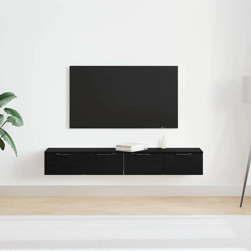 vidaXL Fali Szekrény fiókkal 2 pcs Musta tammi 68 x 30 x 20 cm Faanyag