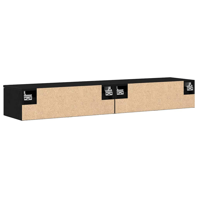 vidaXL Fali Szekrény fiókkal 2 pcs Musta tammi 68 x 30 x 20 cm Faanyag