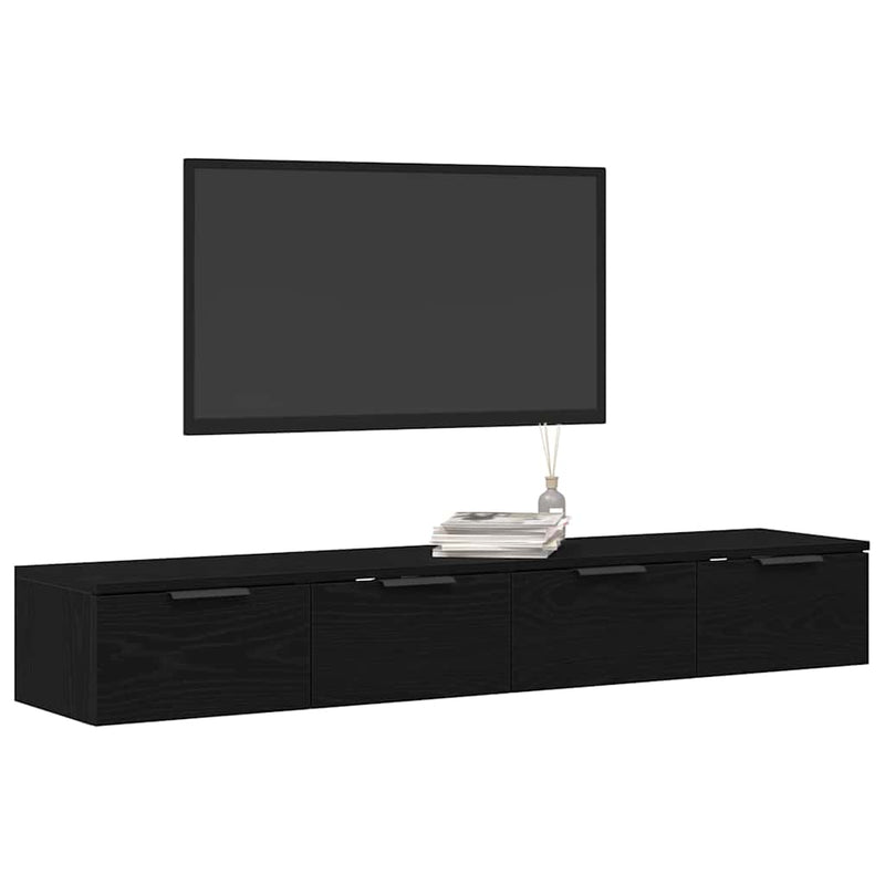 vidaXL Fali Szekrény fiókkal 2 pcs Musta tammi 68 x 30 x 20 cm Faanyag